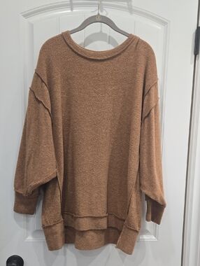 Zenana Outfitters Camel Brown Cozy Pullover